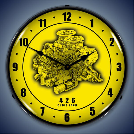 426 Engine Cutaway Lighted Clock