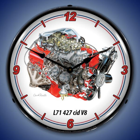 427 cid v8 L71 Lighted Clock