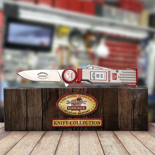 Busted Knuckle Garage Car Guy Gas Pump Folding Knife