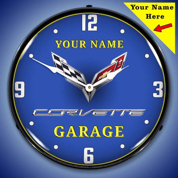 Add Your Name - C7 Corvette Garage Lighted Clock
