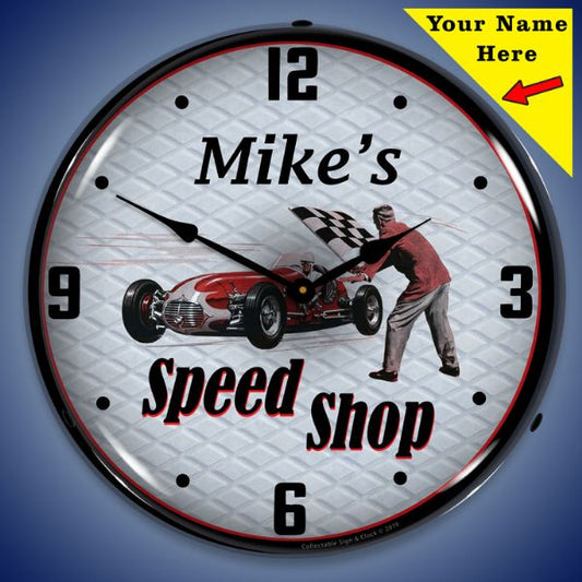 Add Your Name - Speed Shop Lighted Clock