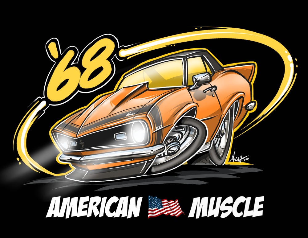 American Muscle '68 Orange Shirt