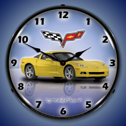 C6 Corvette Velocity Yellow Lighted Clock