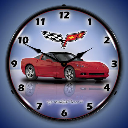 C6 Corvette Crystal Red Lighted Clock