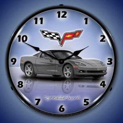 C6 Corvette Cyber Grey Lighted Clock