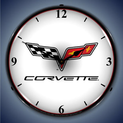 C6 Corvette Logo Lighted Clock