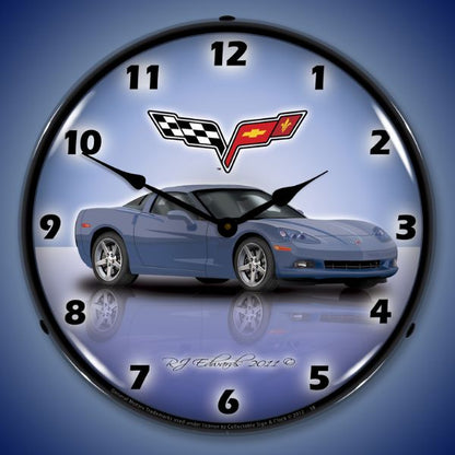 C6 Corvette Supersonic Blue Lighted Clock