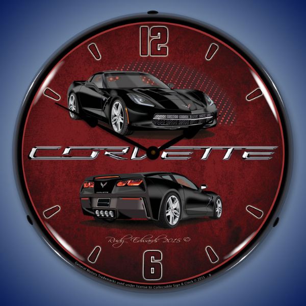 C7 Corvette Black Lighted Clock