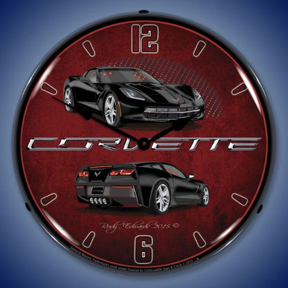 C7 Corvette Black Lighted Clock