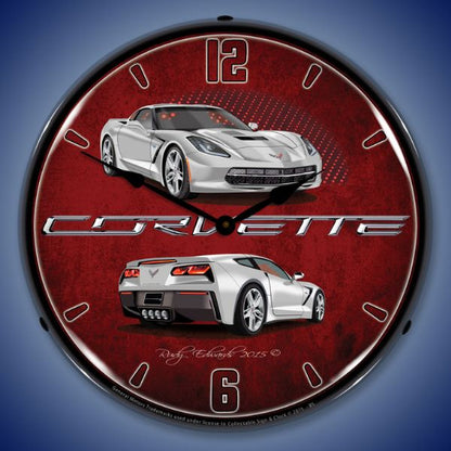 C7 Corvette Blade Silver Lighted Clock