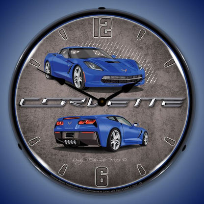 C7 Corvette Laguna Blue Lighted Clock