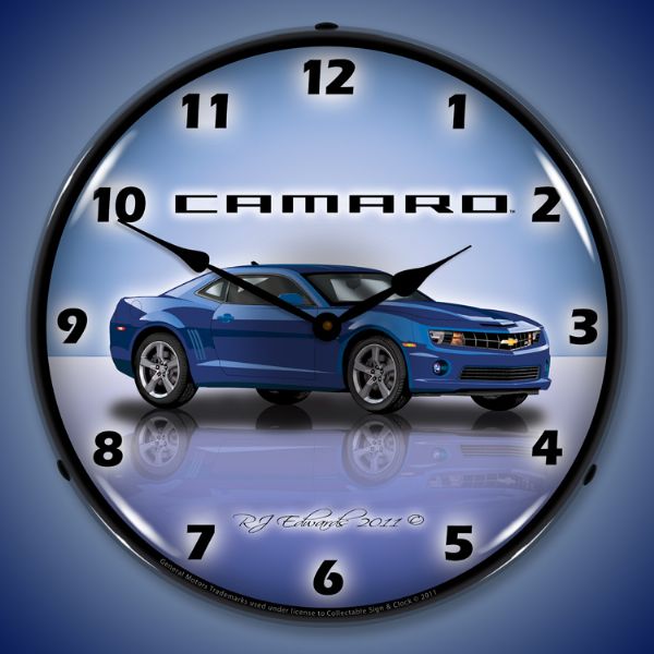 Camaro G5 Imperial Blue Lighted Clock