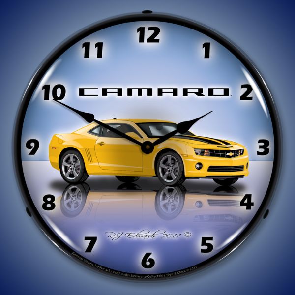 Camaro G5 Rally Yellow Lighted Clock