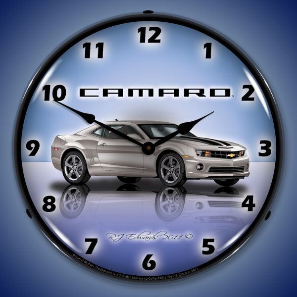 Camaro G5 Silver Ice Lighted Clock