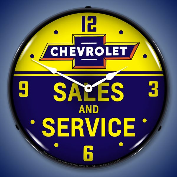 Chevrolet Bowtie Sales and Service Lighted Clock