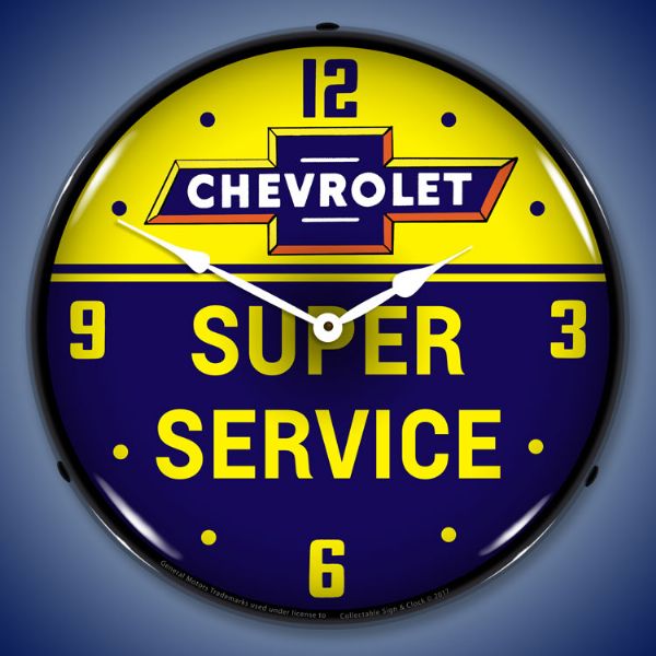 Chevrolet Bowtie Super Service Lighted Clock