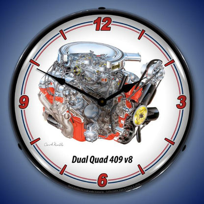 Dual Quad 409 v8 Lighted Clock