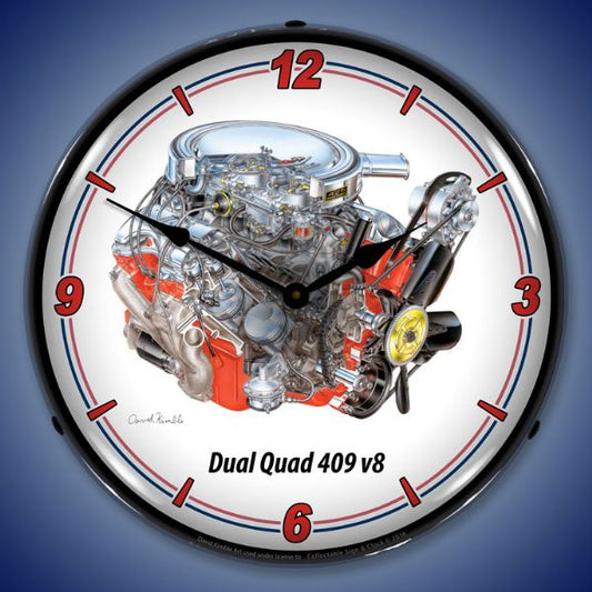 Dual Quad 409 v8 Lighted Clock