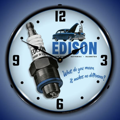Edison Spark Plugs Lighted Clock