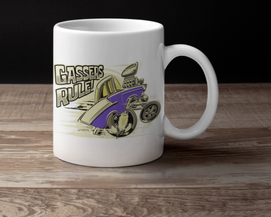 Gassers Rule! Tooned Up Tri-Five Purple Mug
