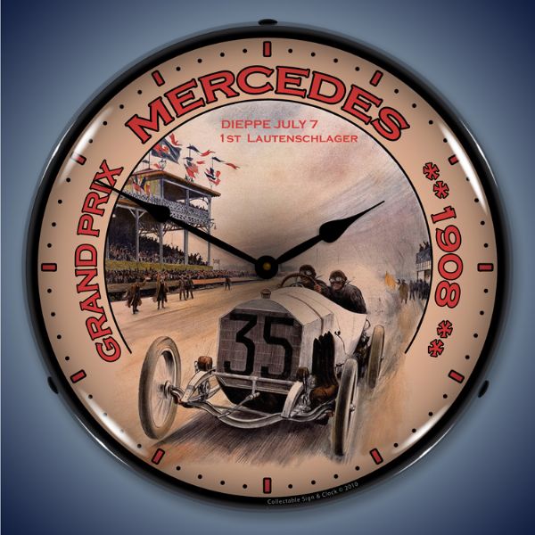Grand Prix Mercedes Lighted Clock