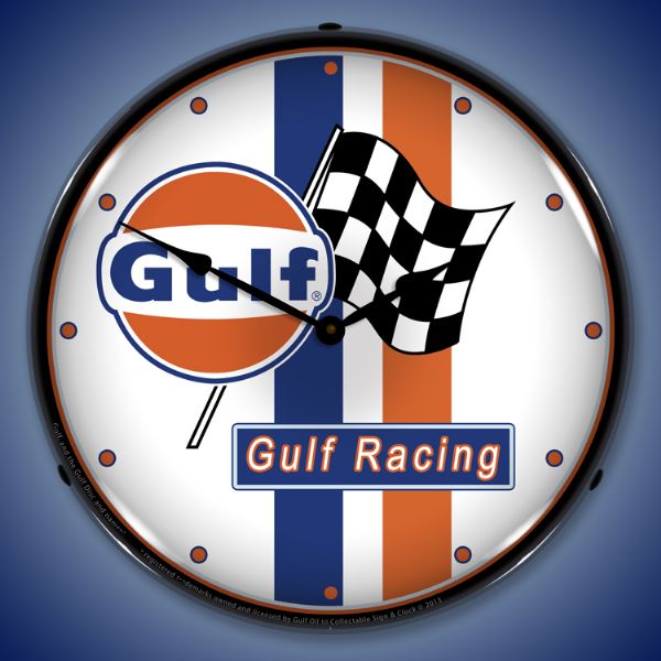 Gulf Racing Lighted Clock
