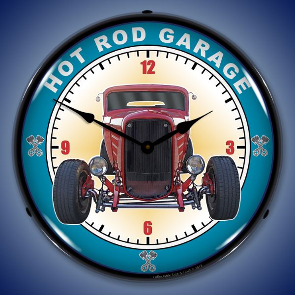 Hot Rod Garage Lighted Clock