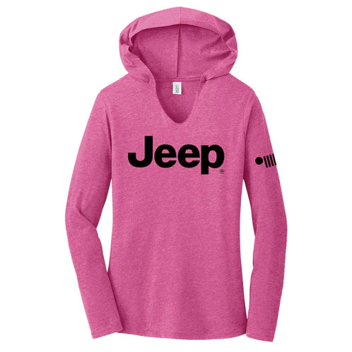 Ladies Jeep® Text Triblend Hooded Pullover