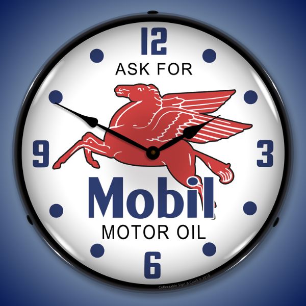 Mobil Oil Lighted Clock