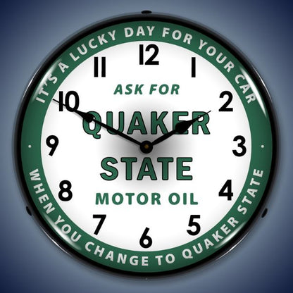 Quaker State Oil Lighted Clock