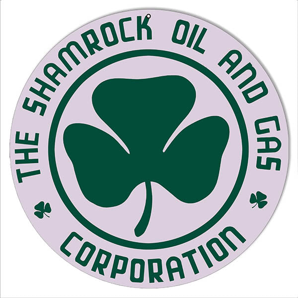 Shamrock Oil Distressed Reproduction Sign 14" Round