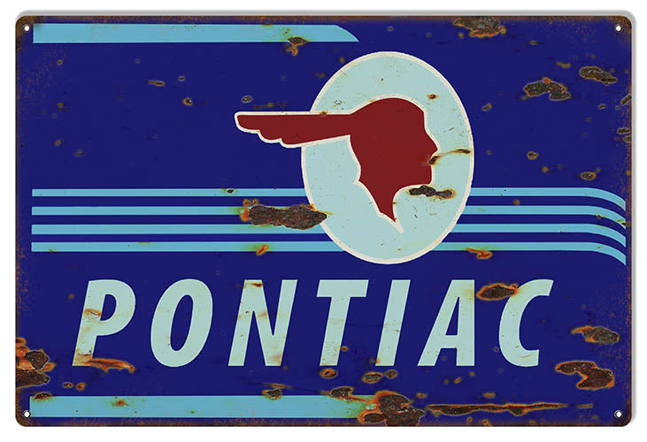 Pontiac Automobile Reproduction Gas Station Metal Sign 12x18