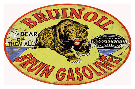 Bruin Motor Oil Distressed Reproduction Gas Station Sign 9x14 Oval