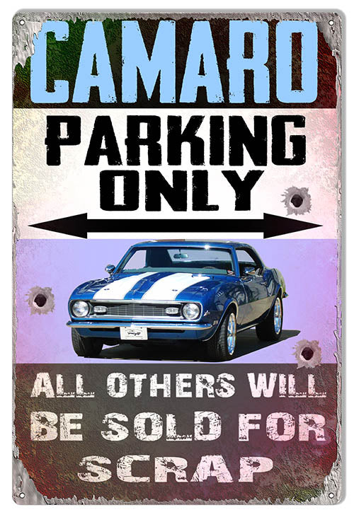 Camaro Parking Metal Sign 12x18