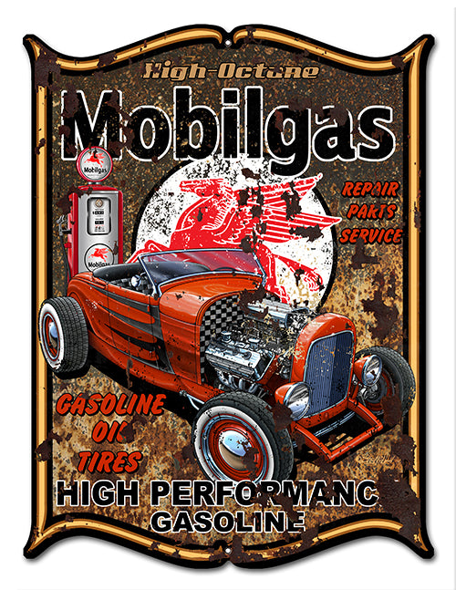 Motor Oil Gas Station Hot Rod Sign Mobilgas High Performance