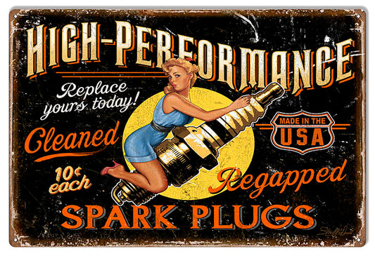 High Performance Pin Up Girl Gas And Motor Oil Sign