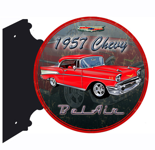 1957 Chevy Bel Air Flange Metal Sign 14 x 12.5"