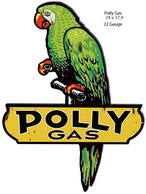 Polly Gasoline Reproduction Cut Out Motor Oil Metal Sign 17.9 x 24