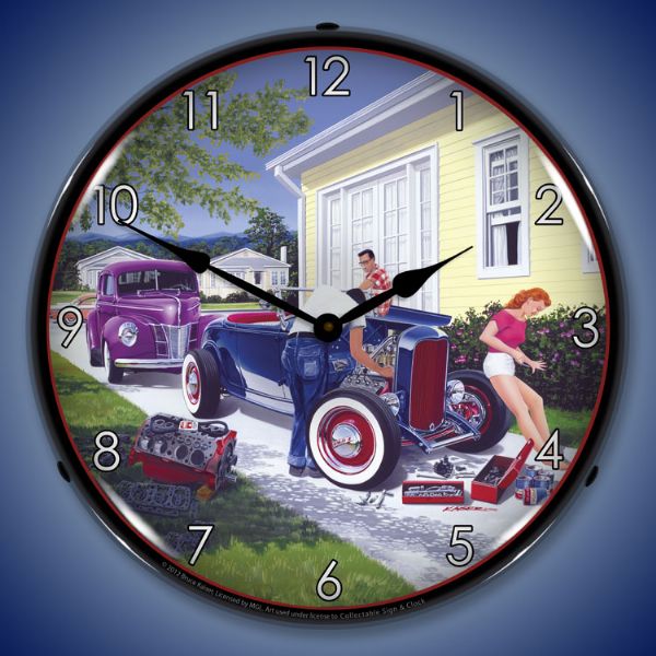 Shade Tree Mechanic Lighted Clock