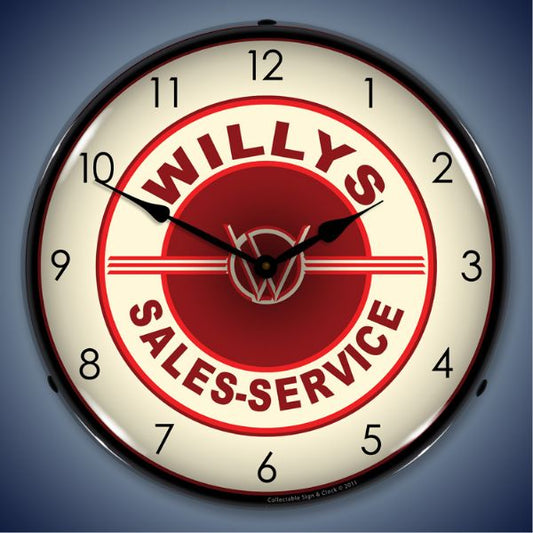 Willys Sales and Service Lighted Clock