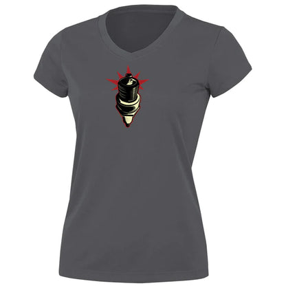 Ladies Spark Plug T-Shirt - Black/Grey