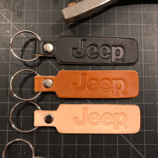 Keychain - Jeep Text Leather